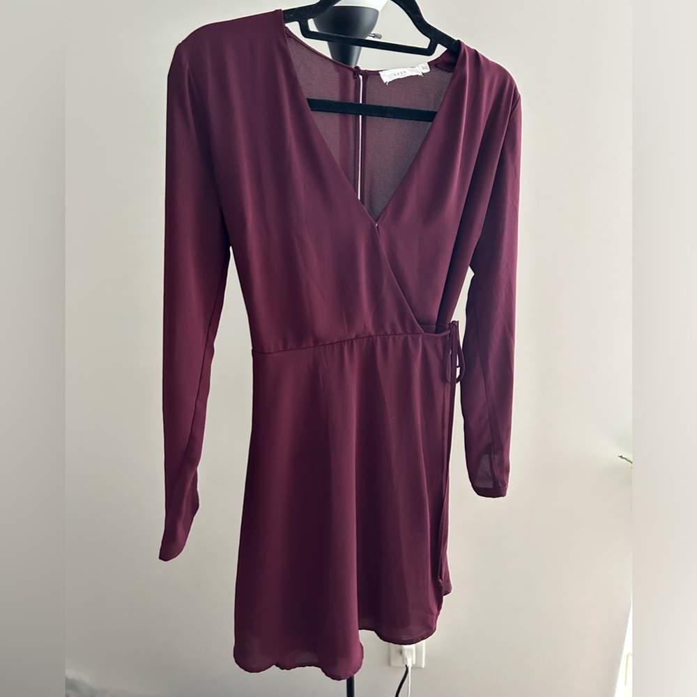 Maroon wrap front dress